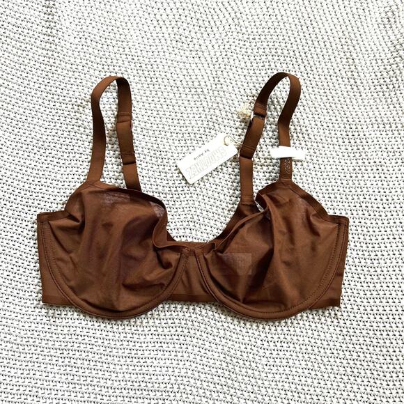 NWT Aerie SMOOTHEZ Mesh Unlined Bra Universe Brown Size 36D - Picture 6 of 8